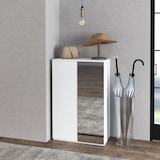 thumbnail of HOMCOM mueble zapatero con espejo armario zapatero para 18 pares de zapatos con 5 estantes ajustables para recibidor melamina de madera 60x32x95 cm