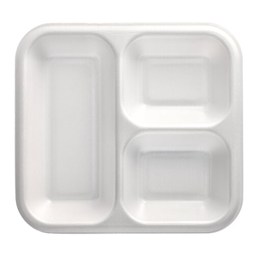 50 Siegelschalen, XPS 3-geteilt 1350 ml 4,2 cm x 24,5 cm x 26,5 cm weiss laminiert