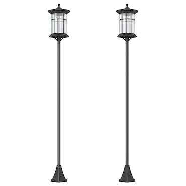 Outsunny 2 farolas solares exterior luces solares exterior con panel solar encendido automático y marco de acero inoxidable impermeable IP44 negro