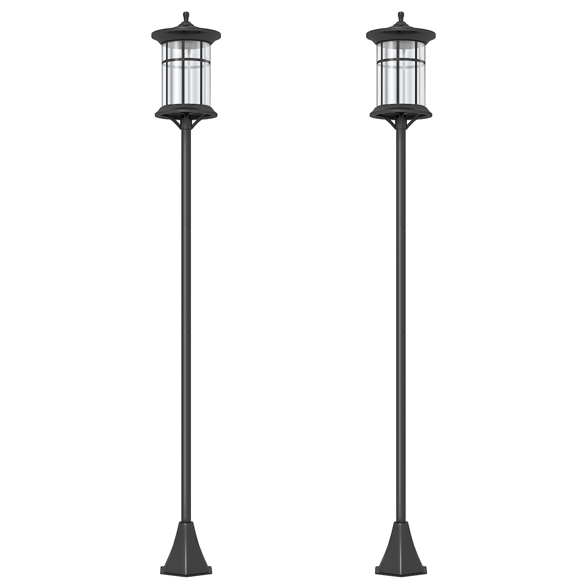 Outsunny 2 farolas solares exterior luces solares exterior con panel solar encendido automático y marco de acero inoxidable impermeable IP44 negro