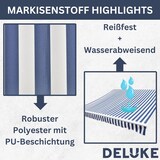 thumbnail of DELUKE® Markisenbespannung Markisenstoff Wasserabweisend Reißfest Blau-Weiß, für 400x350cm Rahmen Markise mit Volant Markisen Ersatzstoff Markisentuch