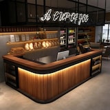 thumbnail of Bartresen, Empfangstheke in Holzoptik (mit Ecke) – Holzmaserungsdesign, geeignet für Bar, Restaurant & Café Braun 180x60cm 【Hutaohei 180 ZJ60】