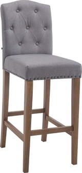 thumbnail of Barhocker LIKEL - Stoff Hellgrau 42x57x113 cm Braun | Barstuhl Mit Lehne Tresenhocker Tresenstuhl Kneipenhocker Kneipenstuhl
