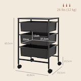 thumbnail of Carrinho Auxiliar com Rodas Carrinho de Cozinha de 3 Níveis com 3 Cestos e Estrutura de Aço 40,8x33,5x60,5 cm Preto