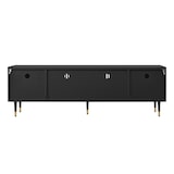thumbnail of TV-Schrank 170x36x54 cm Schwarz mit vier Türen, Gitter & Goldakzente, TV-Ständer mit Soft-Close, Kabelmanagement, verstellbaren Füßen