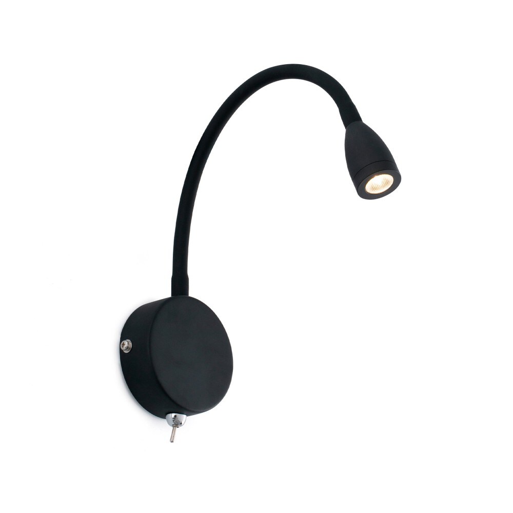 Lámpara de pared Faro Barcelona - Loke LED 3W con brazo - Aluminio y metal pintado, luz de lectura para dormitorio - Negra