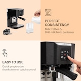 thumbnail of BellaVita Kaffeemaschine 3-in-1 1450 W 20 Bar Milchschäumer Schwarz-Metallic