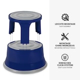 thumbnail of Rollhocker aus Stahl - Elefantenfuß - Hocker für Büro und Gewerbe - 150 kg belastbar - mit Laufrollen - TÜV geprüft / Blau