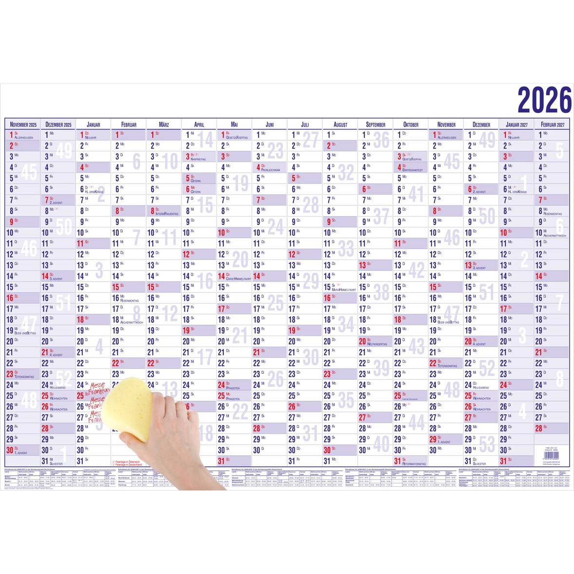 2026 Güss Wandplaner A2 16 Monate m. Beschichtung