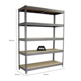 thumbnail of PROREGAL Schwerlastregal WOOD YETI FIVE | HxBxT 200x150x60cm | Fachlast 400kg | Grau | Standregal Lagerregal