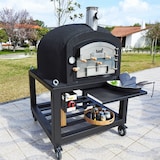 thumbnail of MF - Houtgestookte Buitenoven van Beton Model KITAWAY (Zwart - 100 x 100 x 170 cm) – Geïsoleerd met Kurk en 3 Keramische Dekens