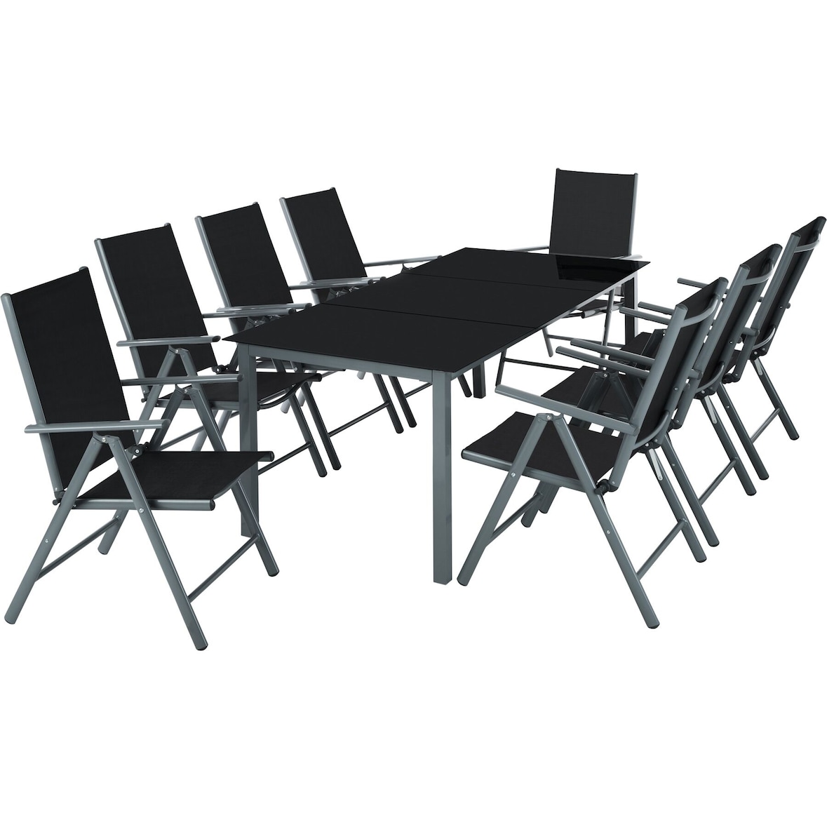 tectake Salon de jardin aluminium 8 places - gris anthracite - 402164