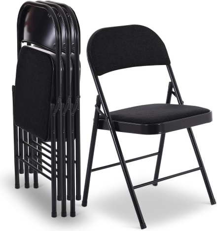 Klappstuhl 4er-Set, klappbarer Gästestuhl, gepolstert, stabil und bequem, Belastbarkeit 130 kg, Schwarz/Schwarz, Raburg Elias