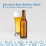 thumbnail of 20x Bierflaschen aus Bernstein-Glas 33cl mit Metallkapseln – UV-Schutz für handwerklich gebraute Getränke