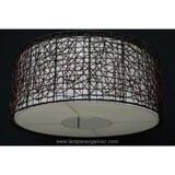 thumbnail of Lámpara Colgante de Tambor Mimbre Rafia Marrón Oscura Grande