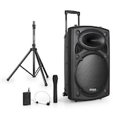 thumbnail of Enceinte sono portable 15" 800W - USB/BT/REC + 2 Micros VHF - PORT15VHF-BT + Pied