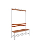 thumbnail of Einseitige Sitzbankgarderobe mit Schuhrost, 400/1825 x 1200 x 400 mm, lichtgrau/buche