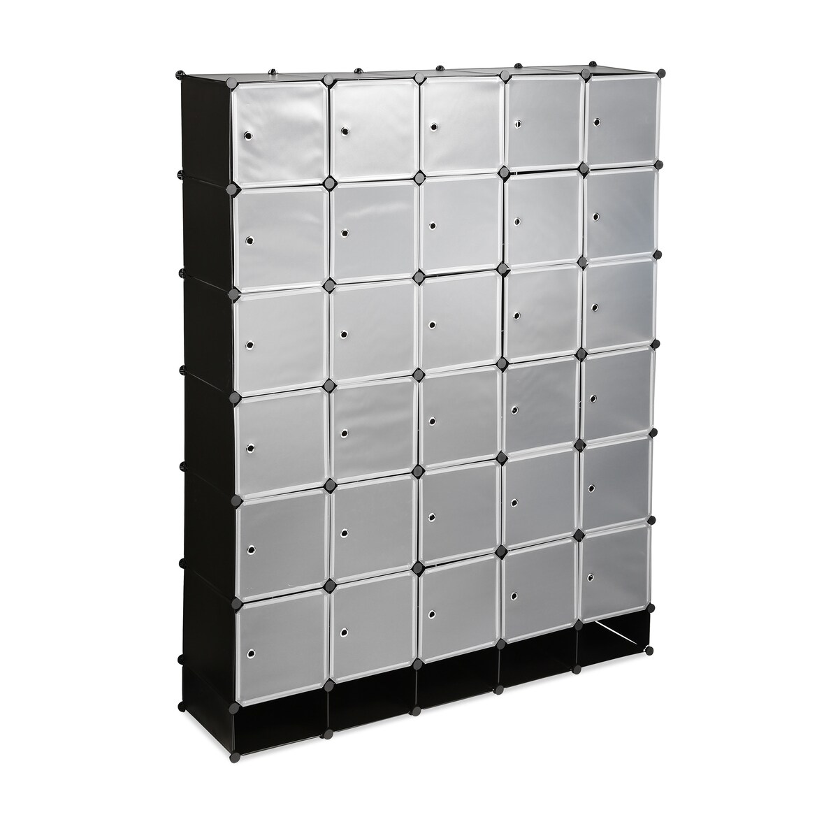 Relaxdays XXL Kleiderschrank Stecksystem, 25 Fächer, groß, 5 Kleiderstangen, Schlafzimmerschrank HxB 234x180 cm, schwarz
