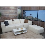 thumbnail of Sofá em L HWC-O54, sofá lounge com otomano, modular extensível direita/esquerda, tecido/têxtil 63x270x190cm ~ creme