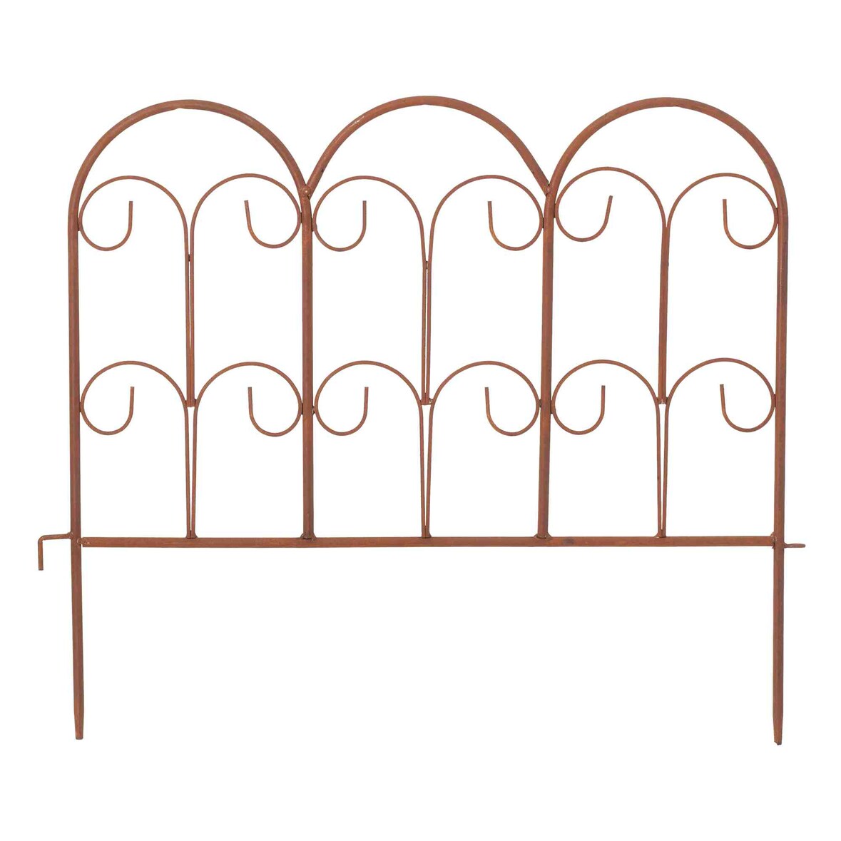 Beetzaun Beeteinfassung Rostoptik Metall 53 cm breit mit 3 fach geschwungenen Bögen