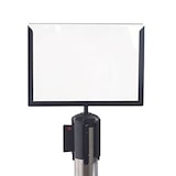 thumbnail of Danieli Store | Postes separadores de acero con cinta extensible hasta 3 mt | Columna con cinta separadora negra y avisos horizontal A4