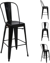thumbnail of 4er-Set Barhocker mit Lehne | Sitzhöhe 77cm | Metall Industriedesign | Schwarz | Barstuhl Tresenhocker mit Lehne