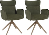 thumbnail of 2er-Set Esszimmerstuhl HWC-N11, Stuhl, drehbar Auto-Return Stoff Bouclé 350g/m² Öko-Tex ~ grün, Beine Holz-Optik