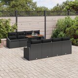 thumbnail of vidaXL 9-teiliges Gartenset mit Kissen aus schwarzem Poly-Rattan und Akazie