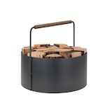 thumbnail of Blomus Holzkorb ASHI Kaminholzkorb Brennholzkorb Ø 45cm Metall mit Holzgriff schwarz/braun