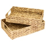 thumbnail of HMF 37260-S2 Deko Tablett, Serviertablett geflochten aus Wasserhyazinthe, 2er Set, Eckig, 35 / 32 cm Breite