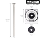 thumbnail of WAGNER Möbelbein CLASSIC RETRO - Ø 30 x 800 mm, Anschraubplatte 60 x 60 mm, Gewinde Ø 10 mm, Edelstahl Optik - 12118001