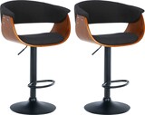 thumbnail of CHEFGASTRO 2er Set Barhocker JASPER Stoff HxBxT 90x60x51cm Stoff Walnuss/Schwarz Barstuhl Drehstuhl