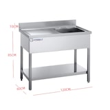 thumbnail of Fregadero inox de 120cm con estante – 1 Cubeta Escurridor a la Izquierta