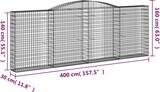 thumbnail of vidaXL Gabionen mit Hochbogen 2 Stk. 400x30x140/160cm Verzinktes Eisen