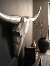 thumbnail of Deko Geweih Bull M in Silber, Aluminium, Einzigartig durch Handarbeit - Einfache Montage. Silber, 100x6x40 cm | Kadima Design