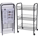 thumbnail of Küchenwagen Kücheninsel Servierwagen mit 3 Körben Schwarz 63x40x26cm