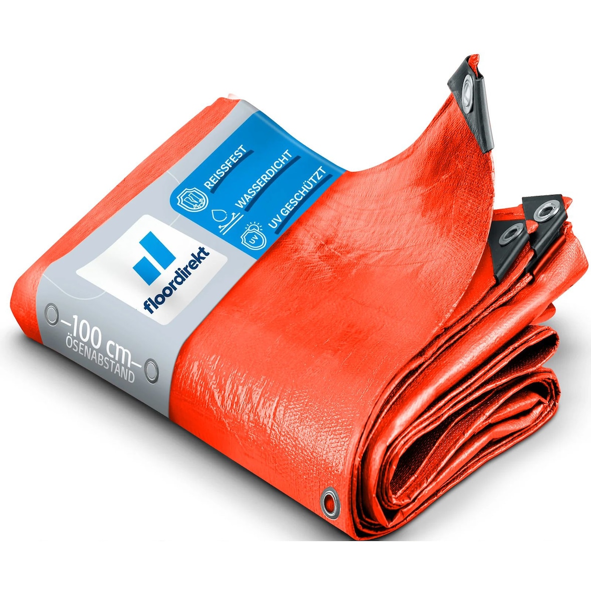 Abdeckplane 140 g/m² (6 x 10 m, Orange) wasserdichte Plane mit Ösen - Gewebeplane Schutzplane