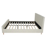 thumbnail of Polsterbett HWC-J98, Bett Doppelbett Bettgestell mit Lattenrost, Massivholz ~ 160x200cm creme-beige