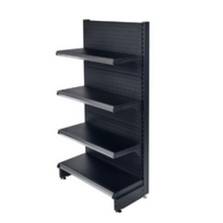 EUROP'METAL Tête de gondole (Simple Face) Noir H.143xP.30xL.70cm Base + 3 Tablettes supérieures et porte étiquettes TG1PROF300N - Meuble indépendant