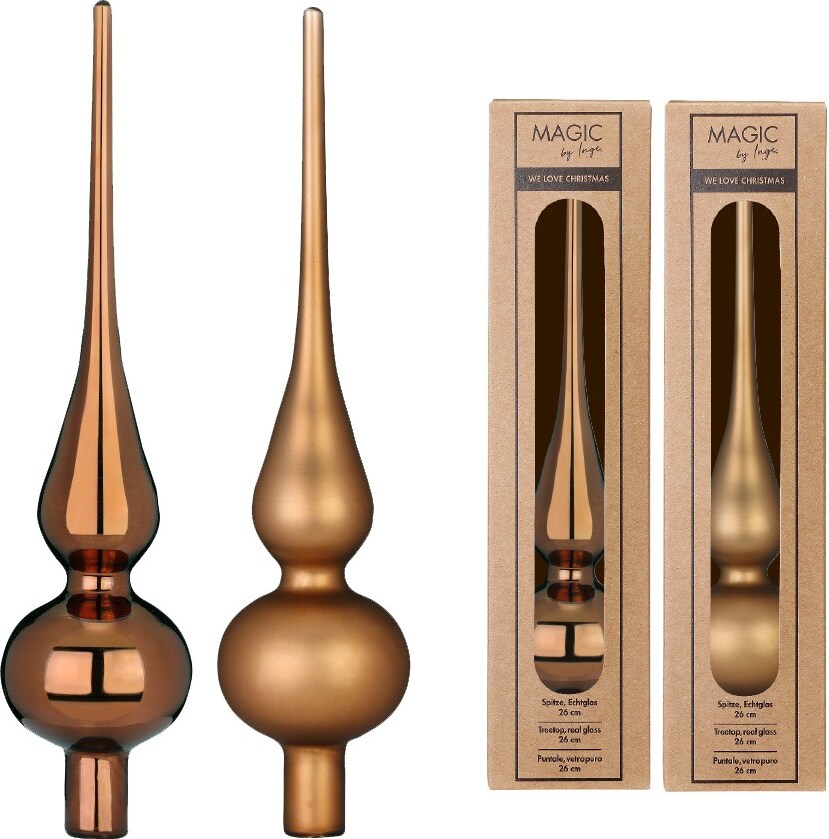 Christbaumspitze Glas 26cm 1 Stück matt / glanz sort. - Elegant Lounge