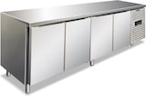 thumbnail of KLIMAITALIA Edelstahl-Kühltisch mit 4 Türen. Tropische C-Klasse. Automatisches Auftauen. Temperatur -2°C/+8°C.  Maße LxWxH 223x70x86 cm. CXF4100TN
