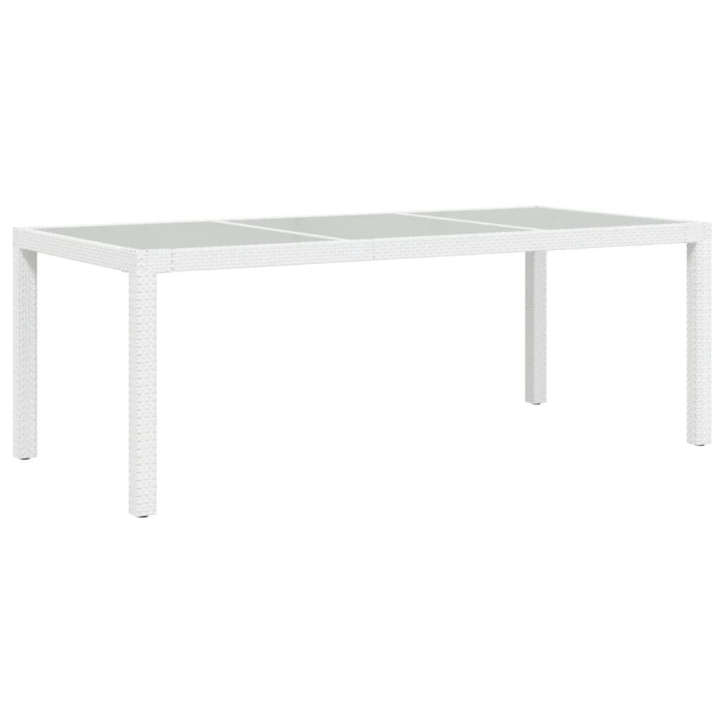 Mesa jardín vidrio templado ratán sintético blanco 190x90x75 cm