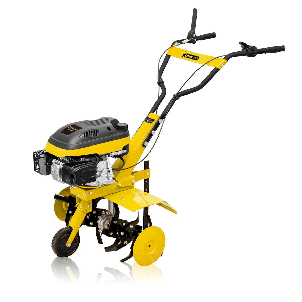 GARLAND MULE 561QG-V20 - Motoazada de gasolina  Motor 4T de 173 cc y 36 kg. 6 Grupos de fresas de 27 cm, ancho 60 cm. Tiro regulable, protege plantas