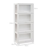 thumbnail of Vitrine Colecionador de 4 Níveis Vitrine Sala de Estar com Portas Abatíveis de Acrílico Anti-Tombo 59x30x139 cm Branco