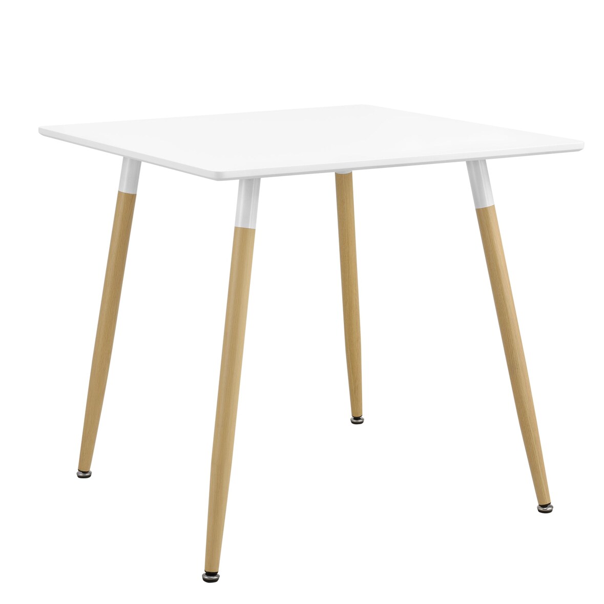Helloshop26 - Vierkante MDF-eettafel/keukentafel/bureautafel 80 x 80 cm mat wit en beuken 03_0004123