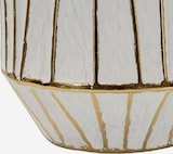 thumbnail of Moderne Tangier Tischleuchte – Weißer Keramikfuß mit goldenen Verzierungen, Stofflampenschirm, E27-Fassung – 45 x 45 x 73 cm