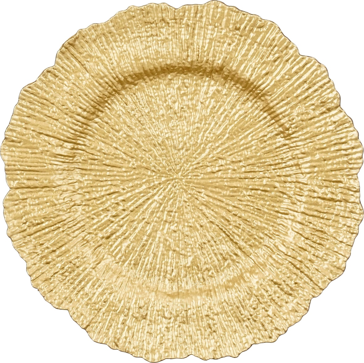 Dekoteller 33cm Kunststoff glänzend Platzteller Strahlenrelief Tischdeko Unterteller Weihnachten Hochzeit Jubiläum Weihnachtsteller Gold