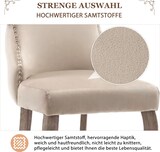 thumbnail of Esszimmerstuhl Samt Beige 91x50x52 cm mit Knopfsteppung und silbernen Ziernägeln, gebogene Massivholzbeine, Polsterstuhl im Retro Look