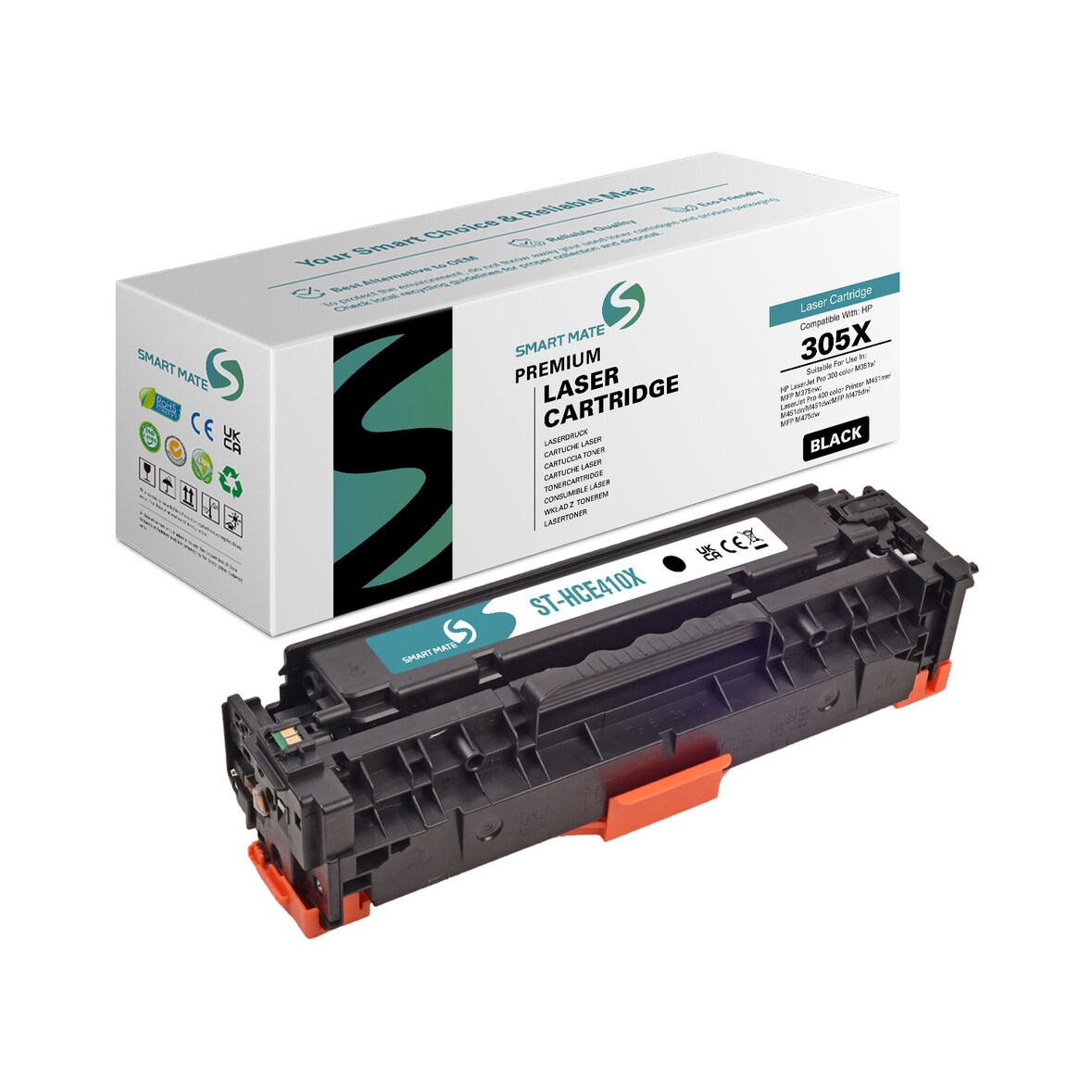 SmartMate wiederaufbereitete Laser Toner Patrone für HP CE410X (305X) Schwarz