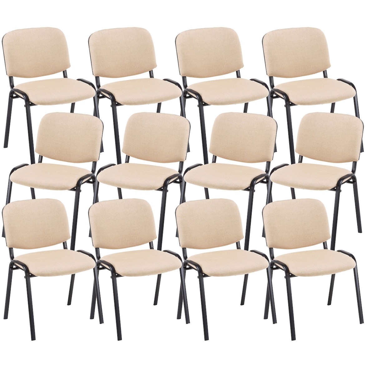 12er Set Besucherstuhl Ken Stoff creme